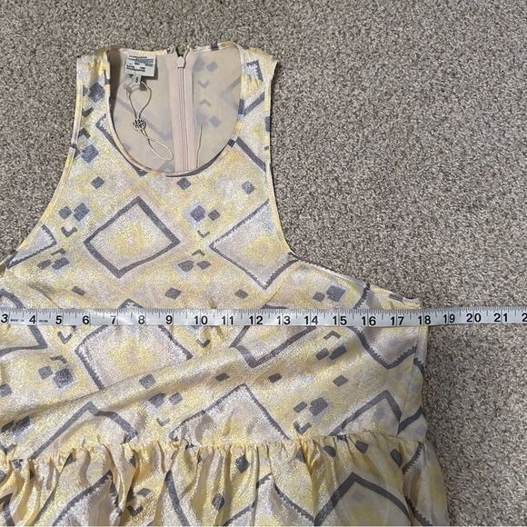 Baum Und Pferdgarten yellow abstract printed drop waist midi dress size 40 NEW - Picture 7 of 15